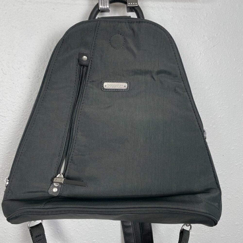 Baggallini Metro Backpack Grey Sterling shimmer Backpack Crossbody Bag - Picture 5 of 16